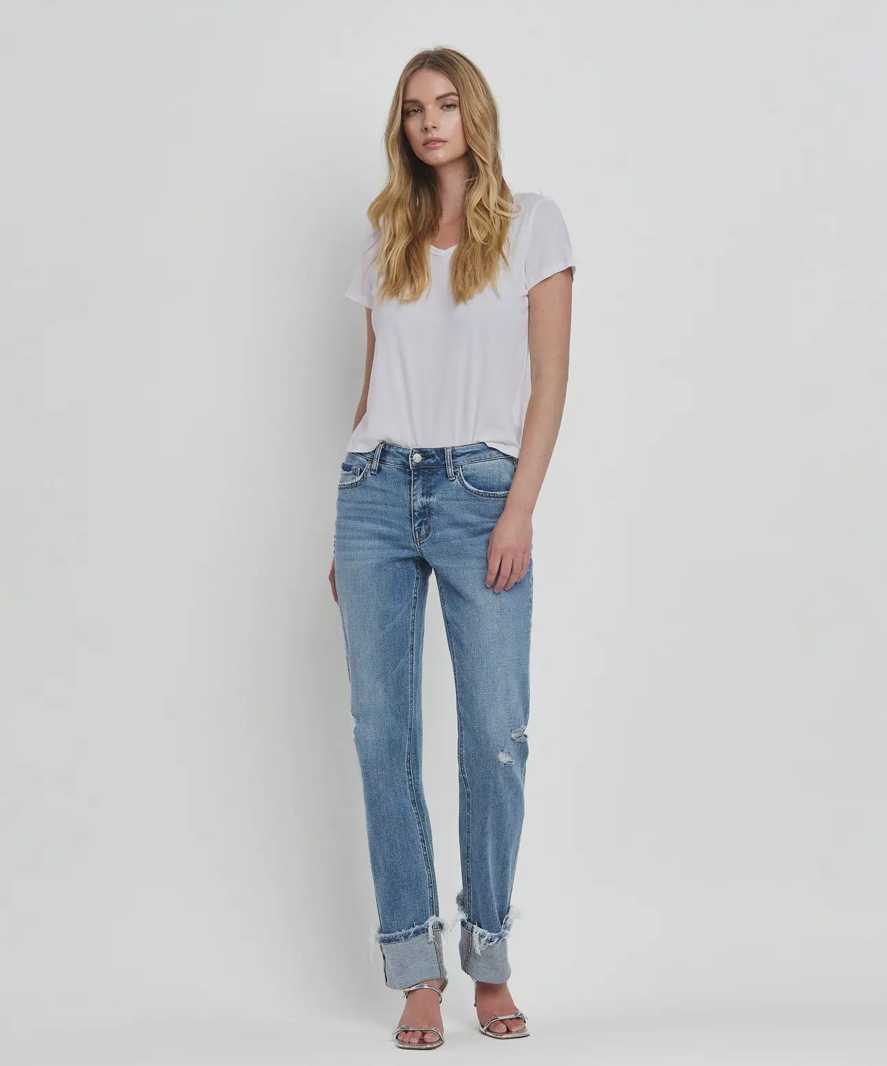 Plus Vervet by Lovervet Mid Rise Cuffed Straight Jeans