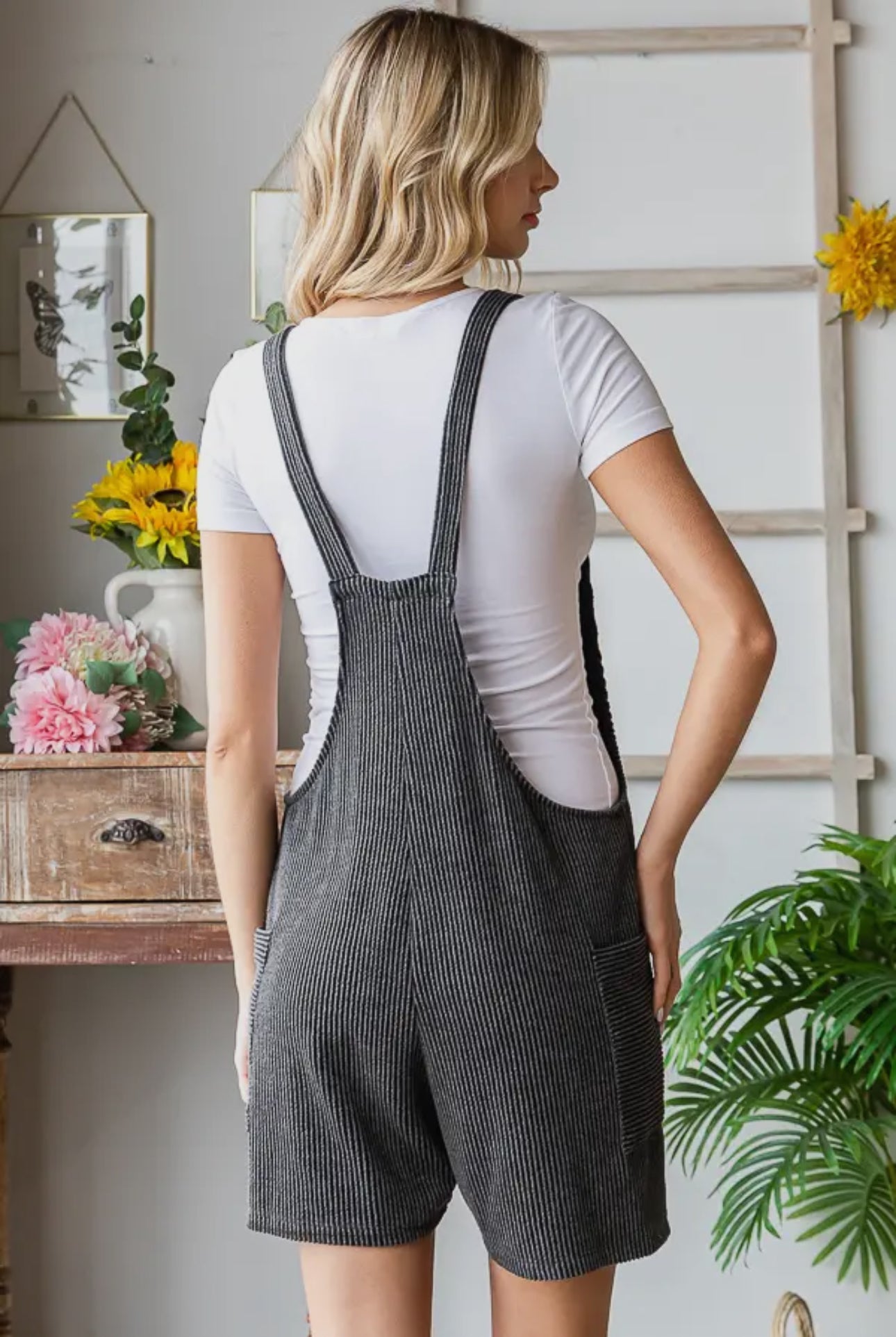 Charcoal Ribbed Romper