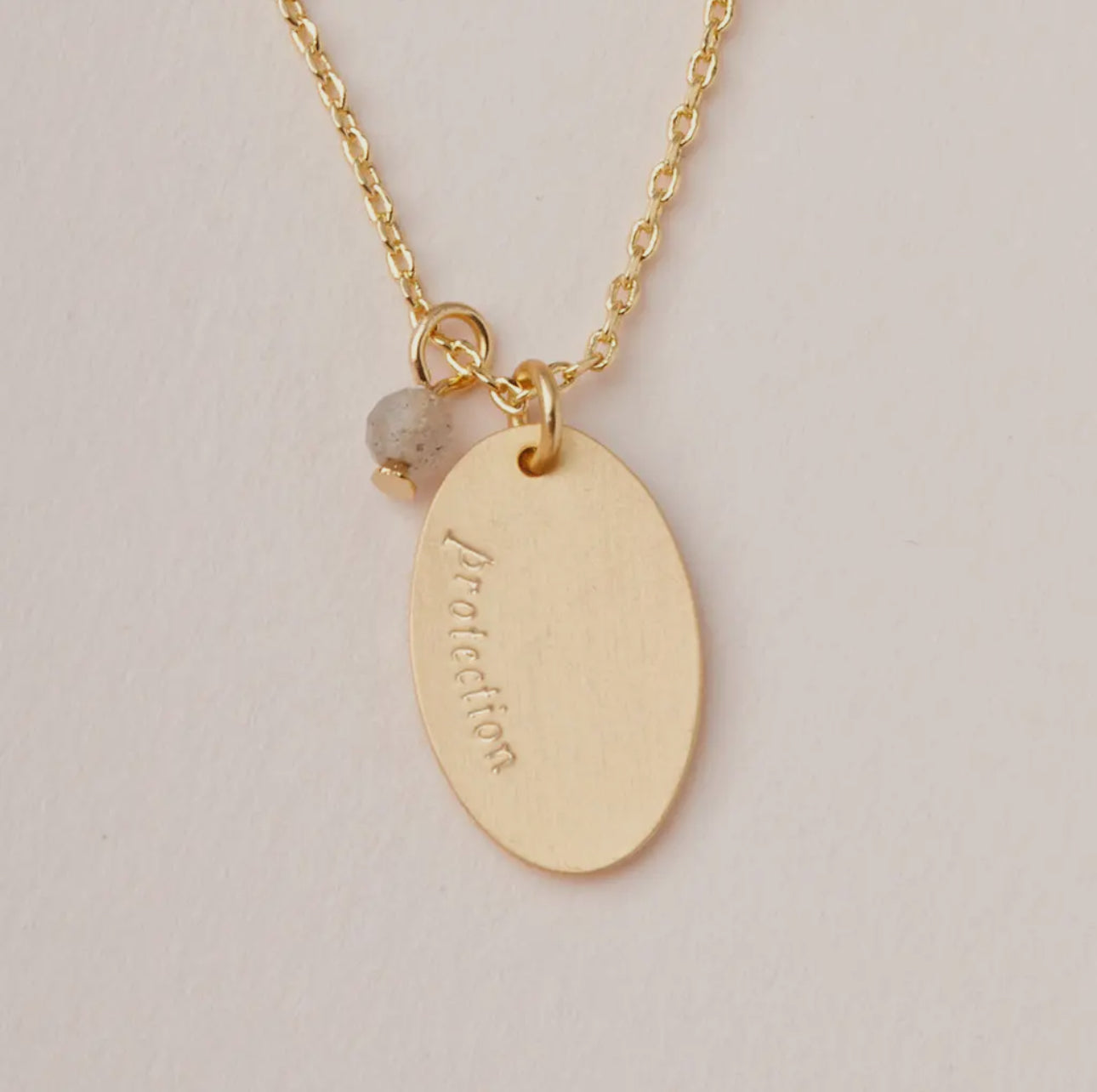 Stone Intention Charm Necklace -
Labradorite/Gold