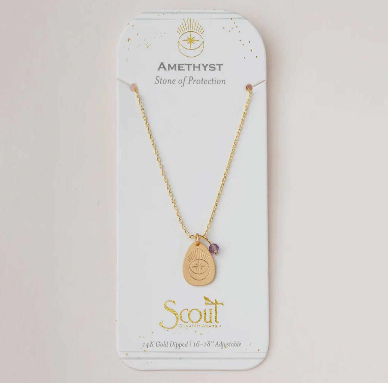 Stone Intention Charm Necklace -
Amethyst/Gold