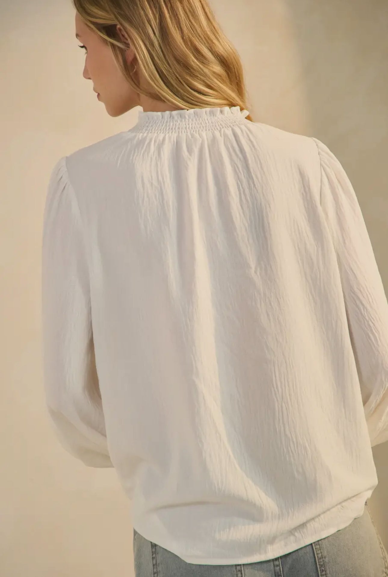 Solid Airflow Long Sleeve Blouse