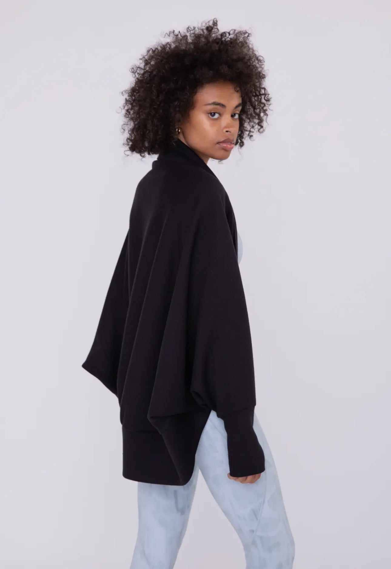 Open Front Dolman-Sleeved Shawl