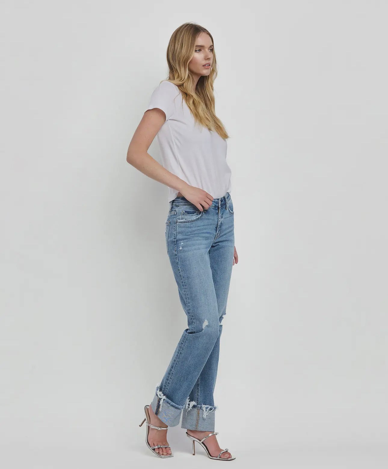 Plus Vervet by Lovervet Mid Rise Cuffed Straight Jeans