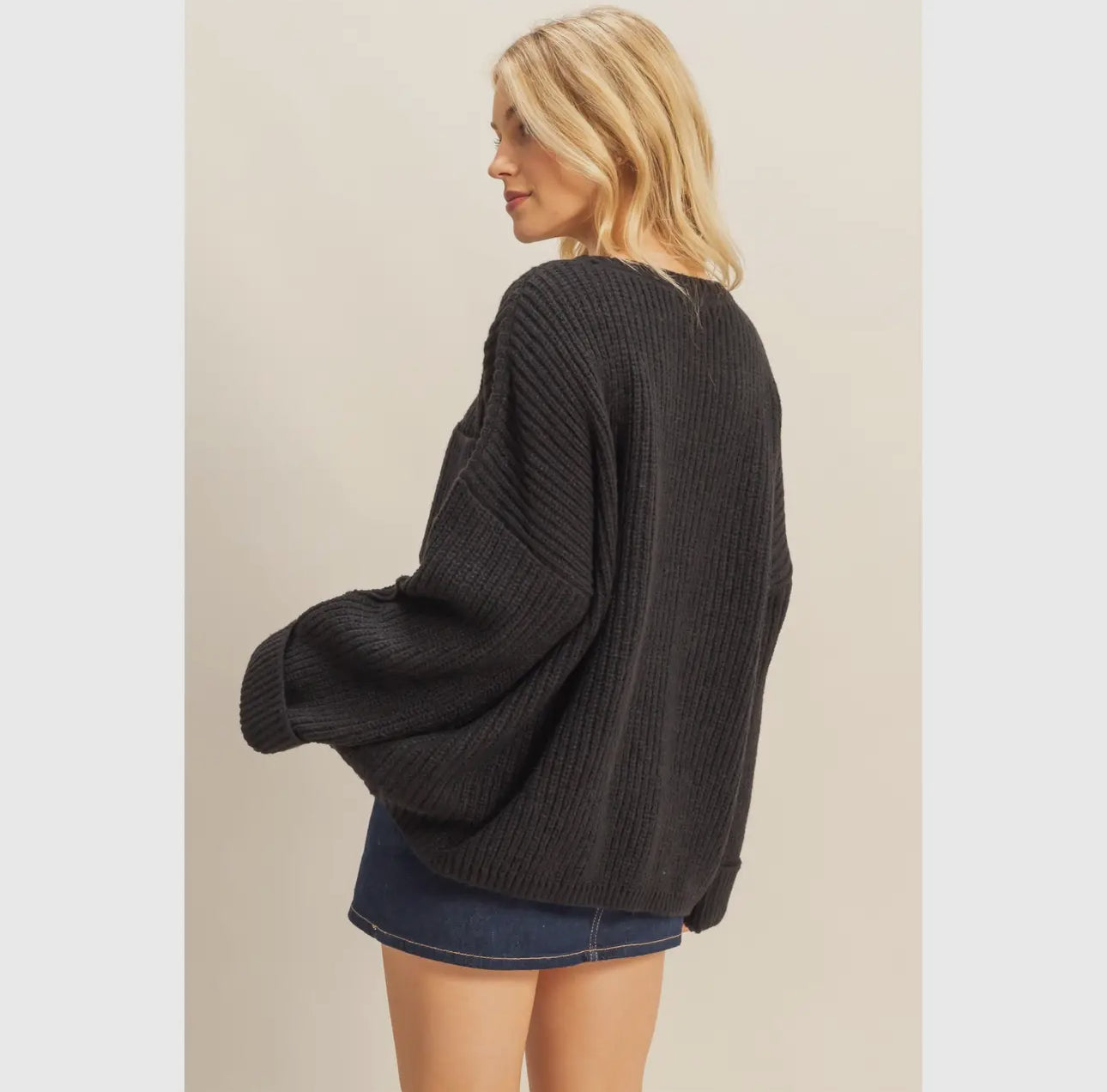 Oversized Ribbed Knit Sweater