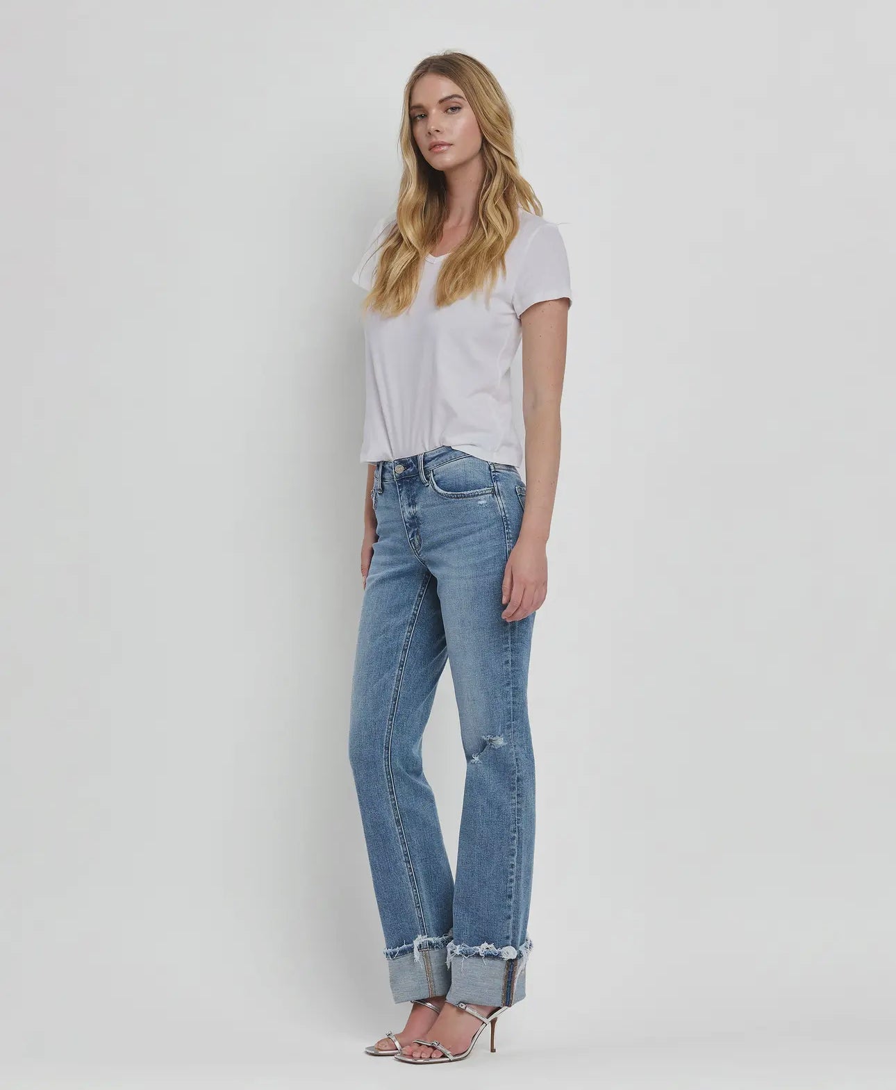 Plus Vervet by Lovervet Mid Rise Cuffed Straight Jeans
