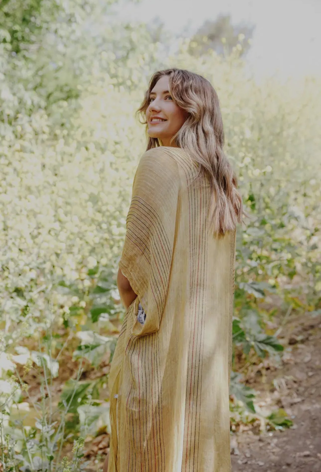 Pencil Stripe & Lurex Lined Kimono