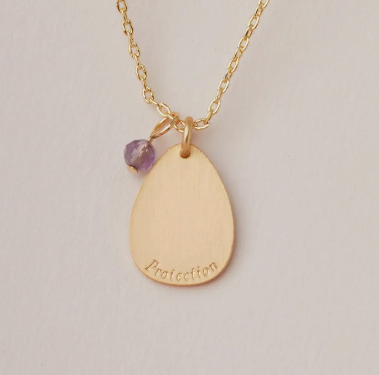 Stone Intention Charm Necklace -
Amethyst/Gold