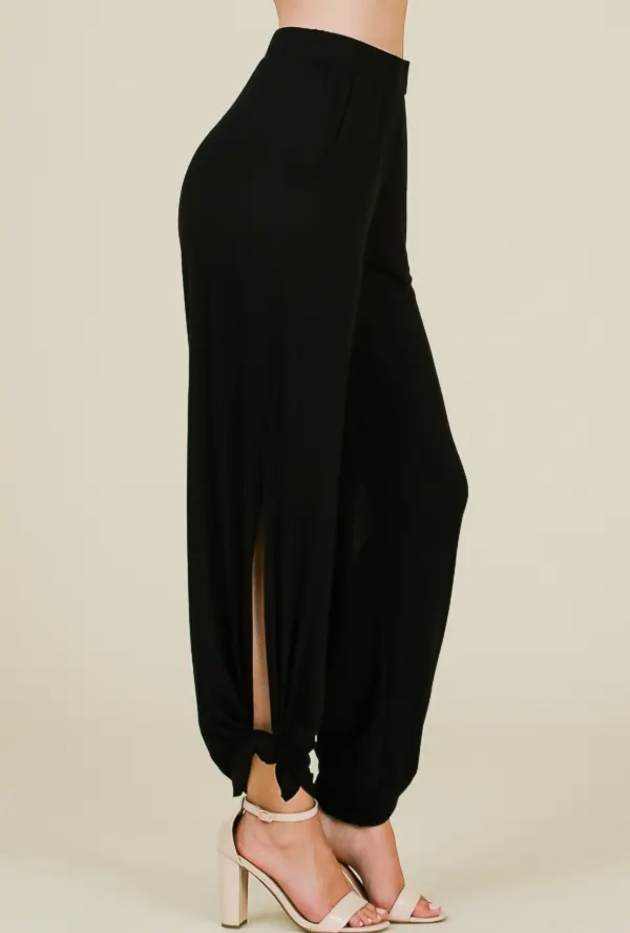 Split Side Tied Hem Pants
