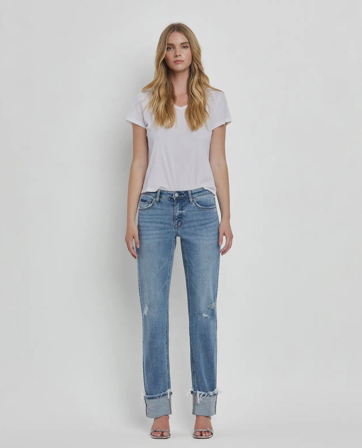 Plus Vervet by Lovervet Mid Rise Cuffed Straight Jeans