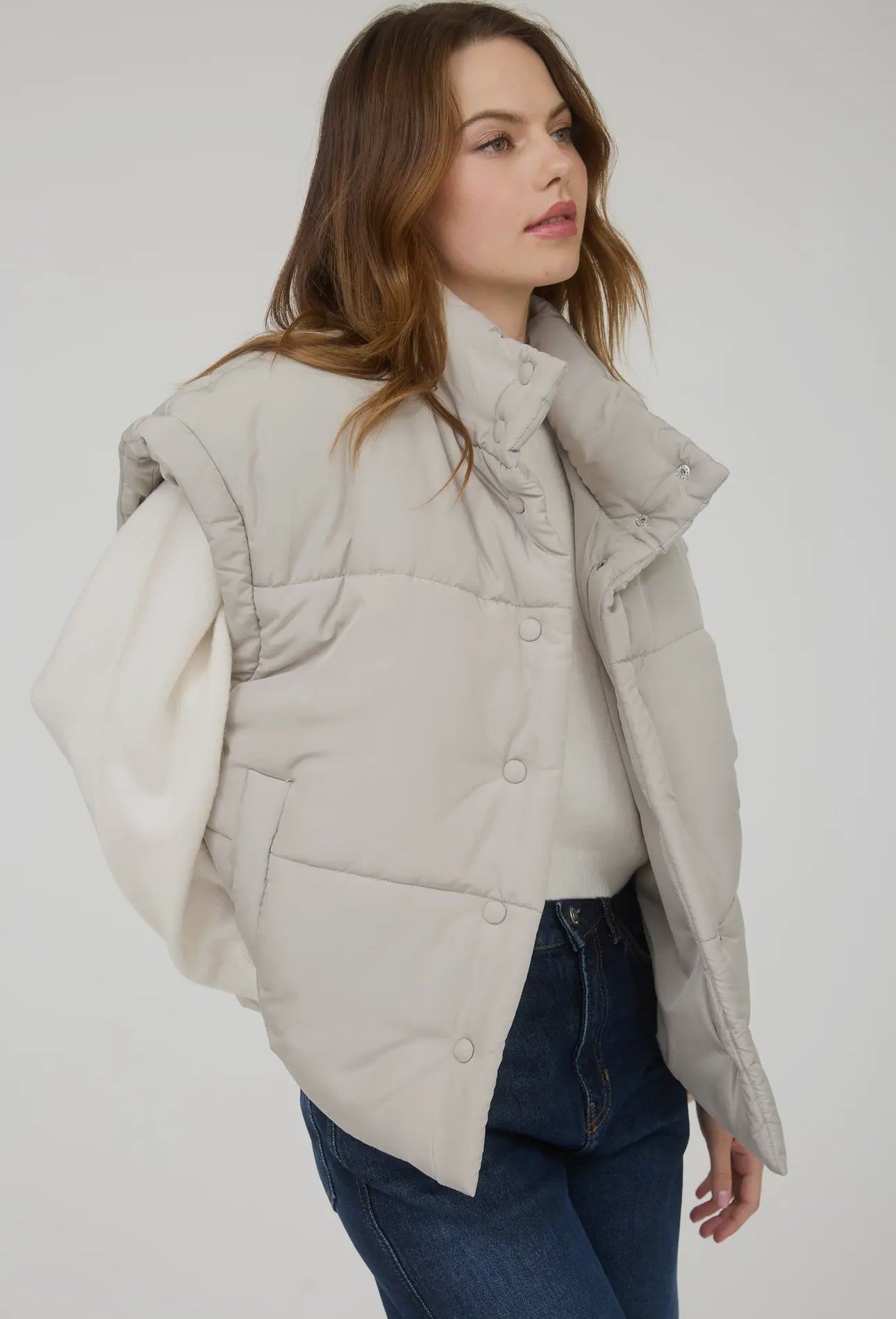 Oversized Snap Button Puffer Vest