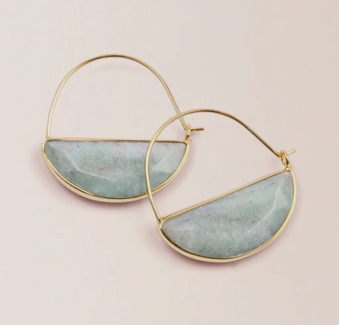 Stone Prism Hoop - Amazonite/Gold