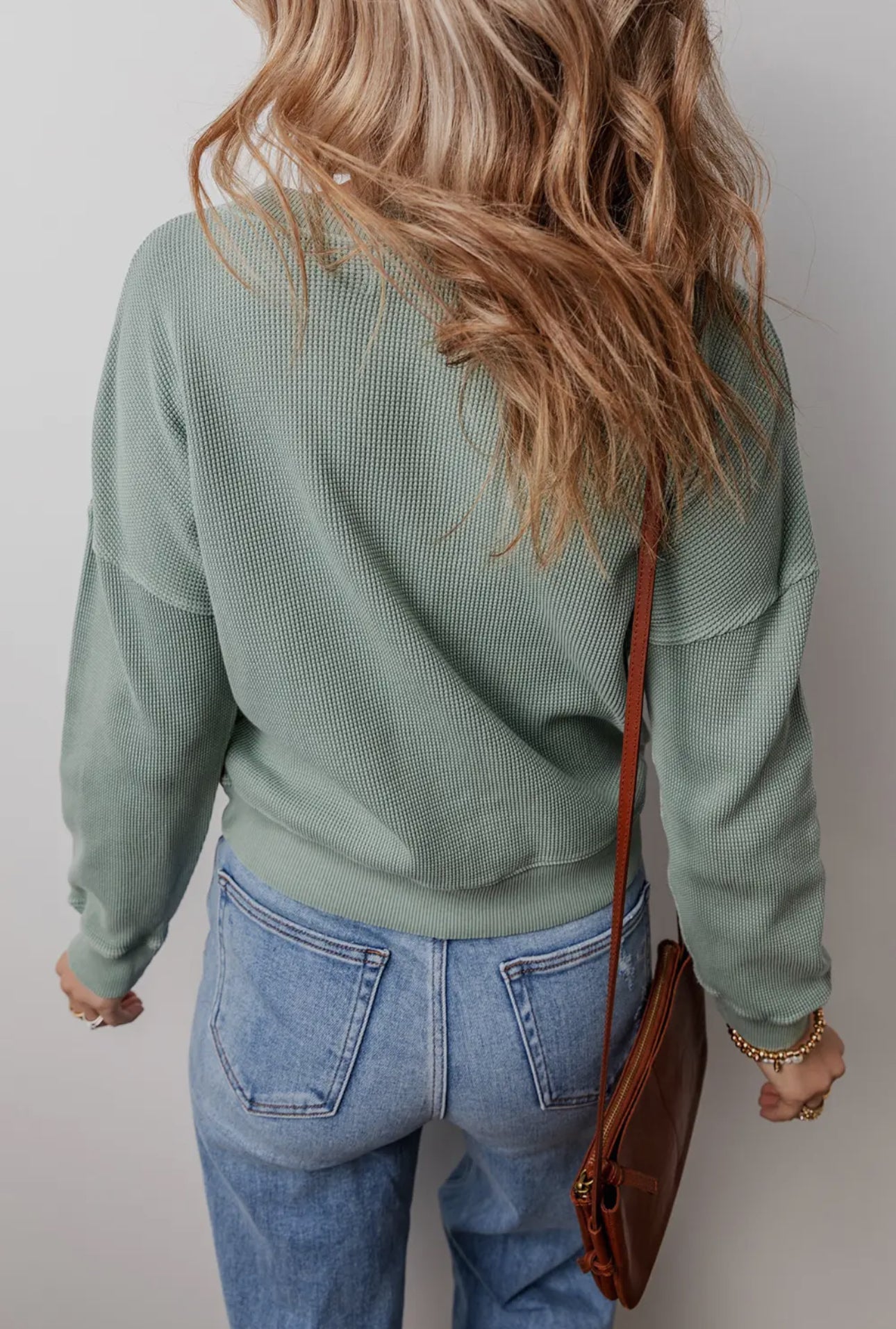 V-Neck Waffle Knit Top