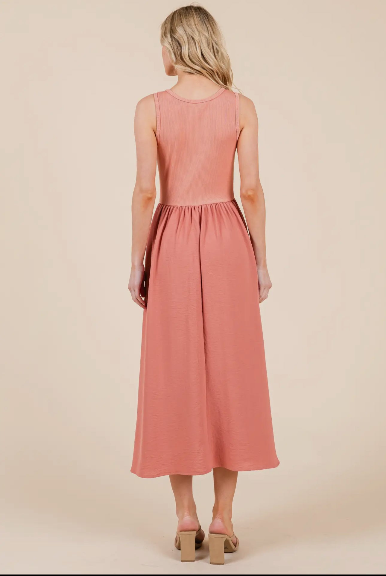 Sleeveless Midi Dress - Brick