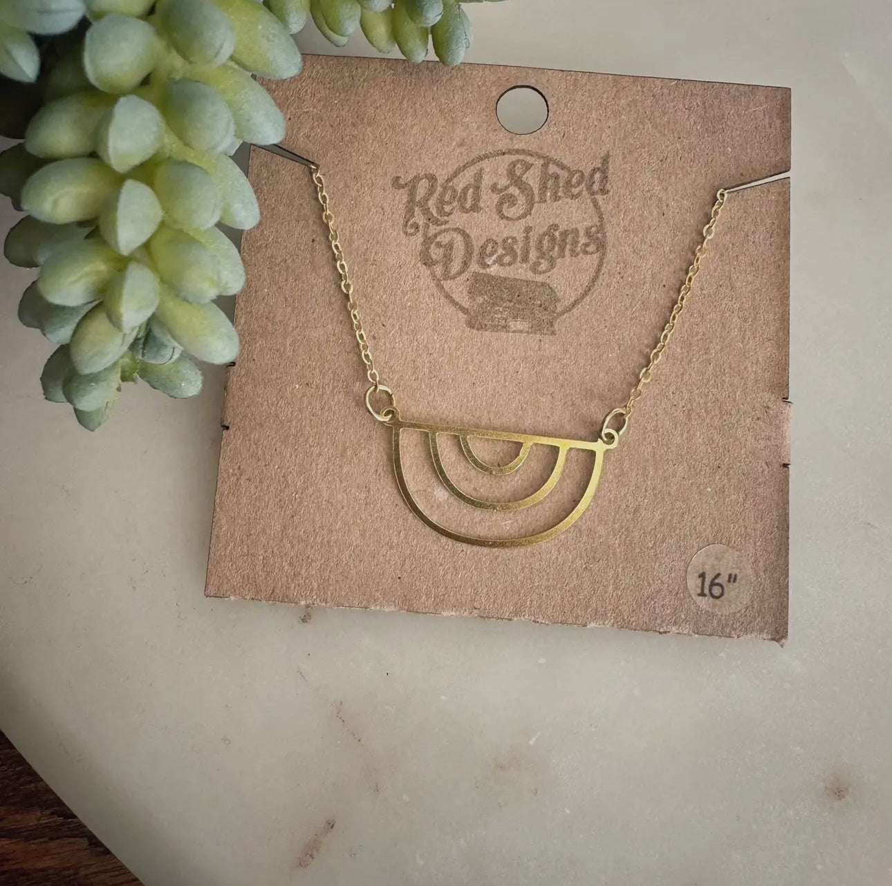 Brass Double Arch Necklace