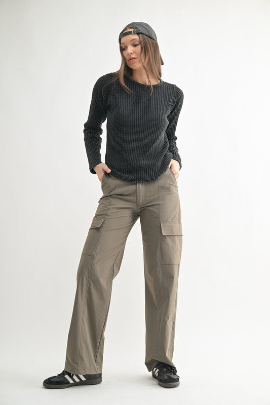 Chunky Waffle Mineral Wash Long Sleeve