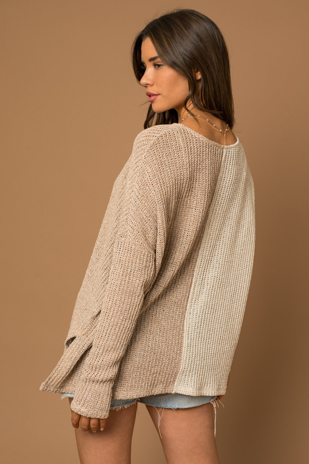 Color Block Textured Long Sleeve no