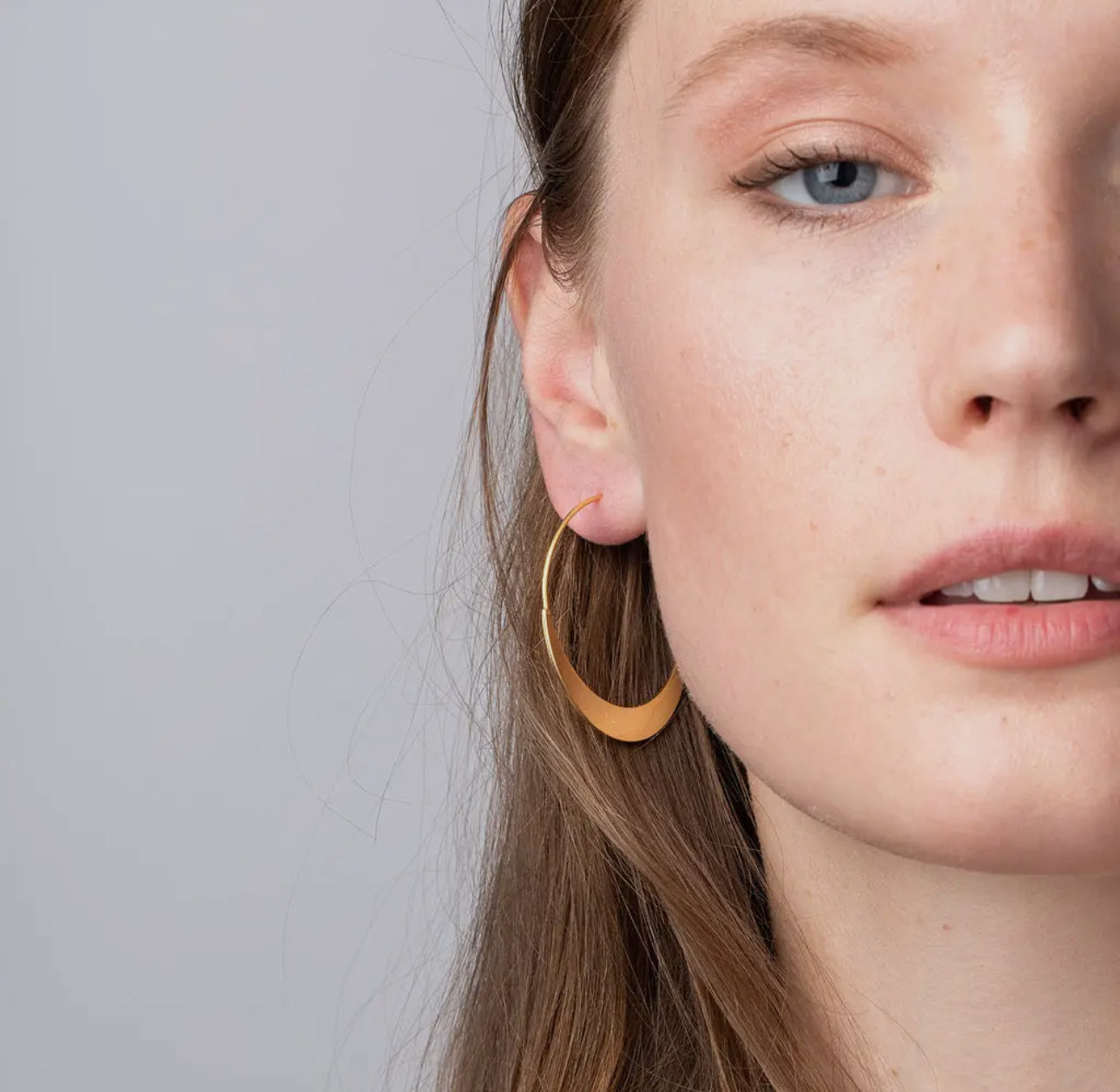 Crescent Hoop/Gold Vermeil Earrings