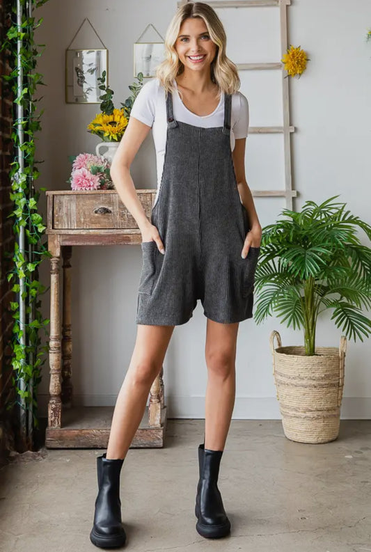 Charcoal Ribbed Romper