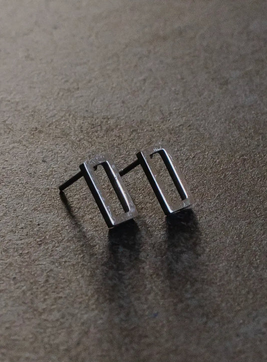 Silver Rectangle Stud Earrings