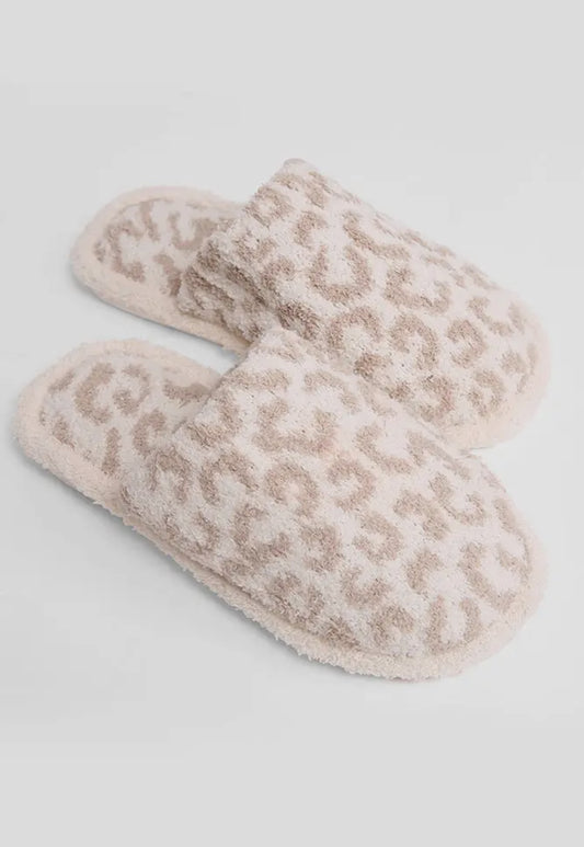 Leopard Print Slippers - Beige