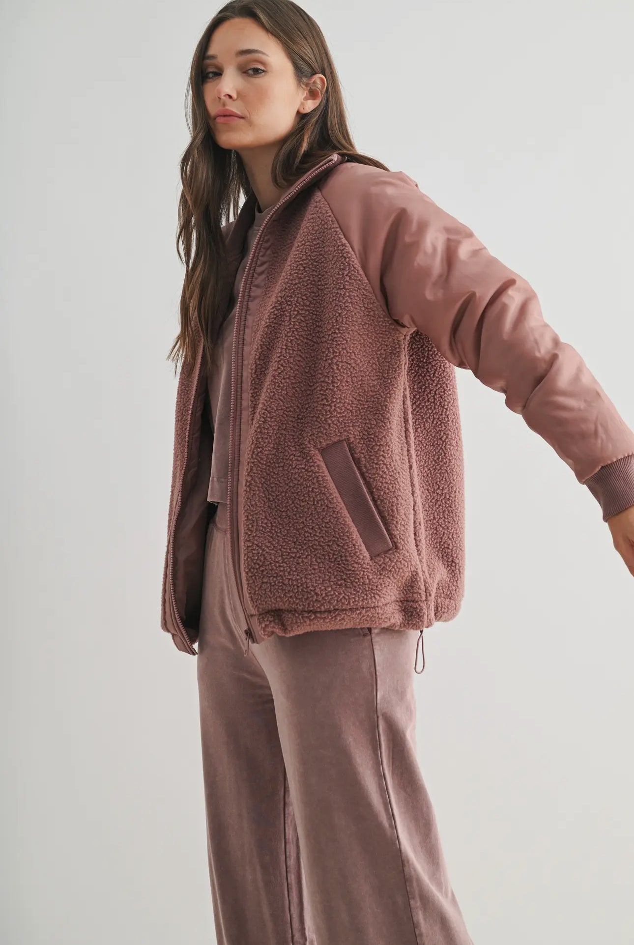 Alpine Fleece Zip Up Bomber Jacket