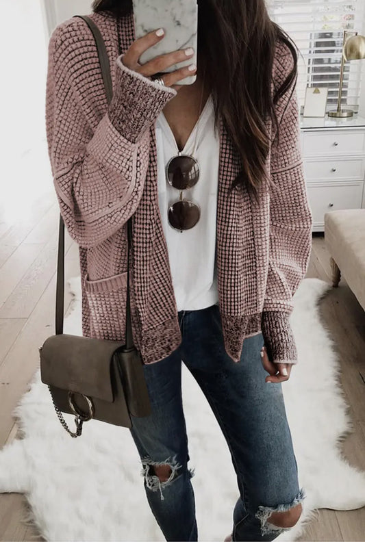 Chunky Waffle Knit Oversized Cardigan