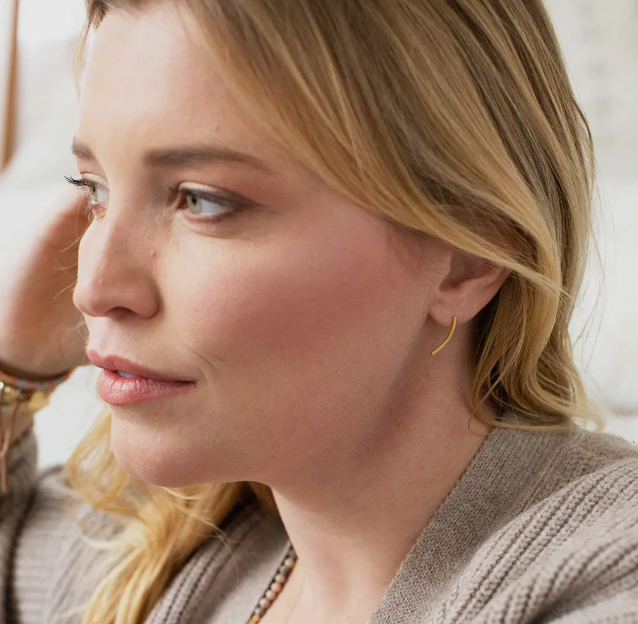 Comet Curve/Gold Vermeil Earrings