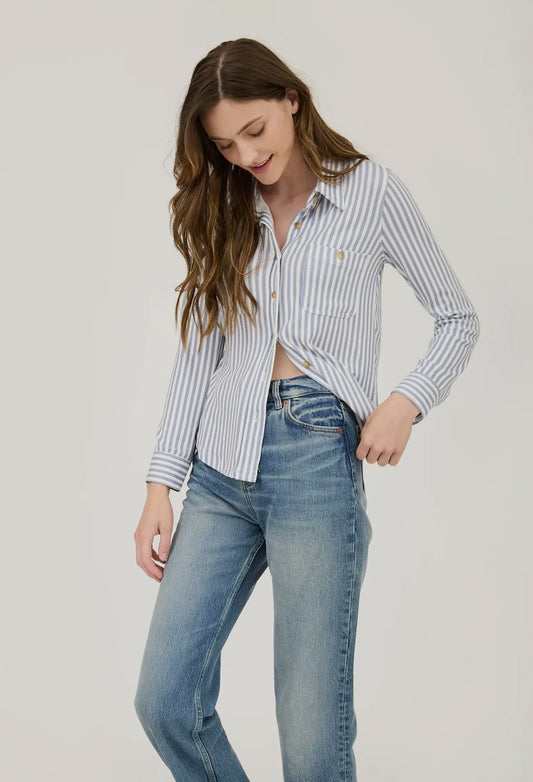 Dusty Blue Striped Button Down