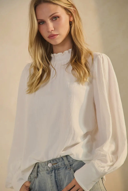 Solid Airflow Long Sleeve Blouse