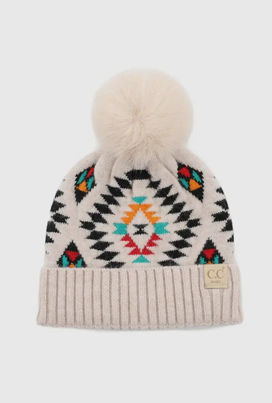 Beige C.C Baby Aztec Pattern Hat