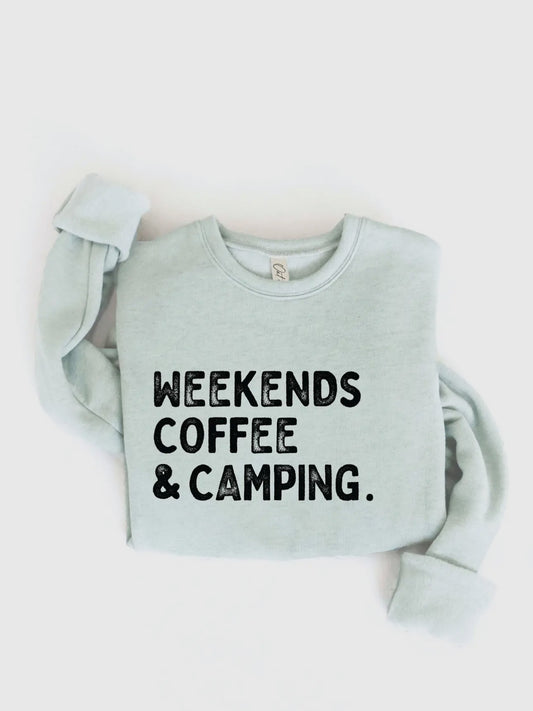 Weekends Coffee Camping Crew Sweatshirt