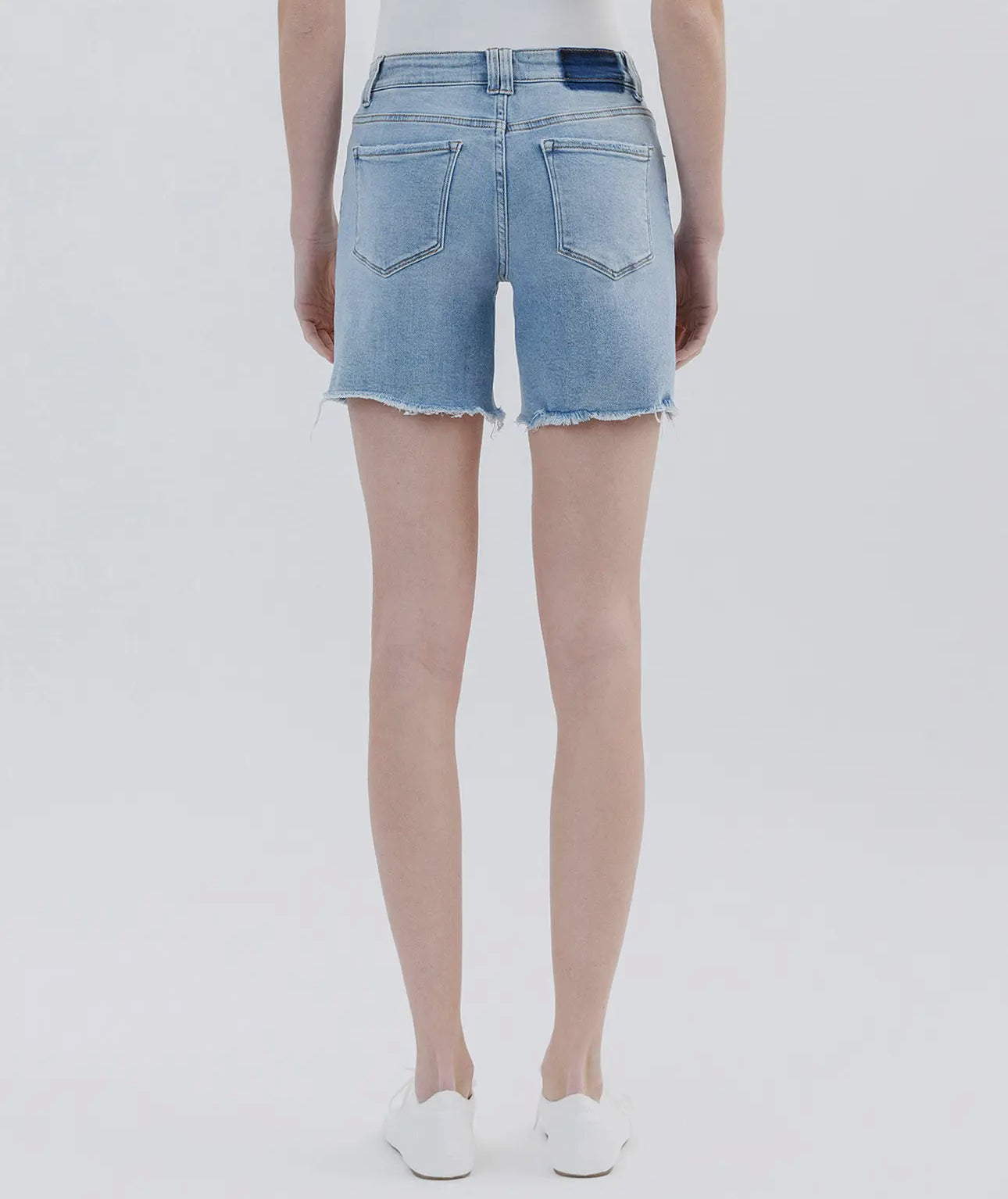 Lovervet by Vervet High Rise Raw Hem Midi Shorts