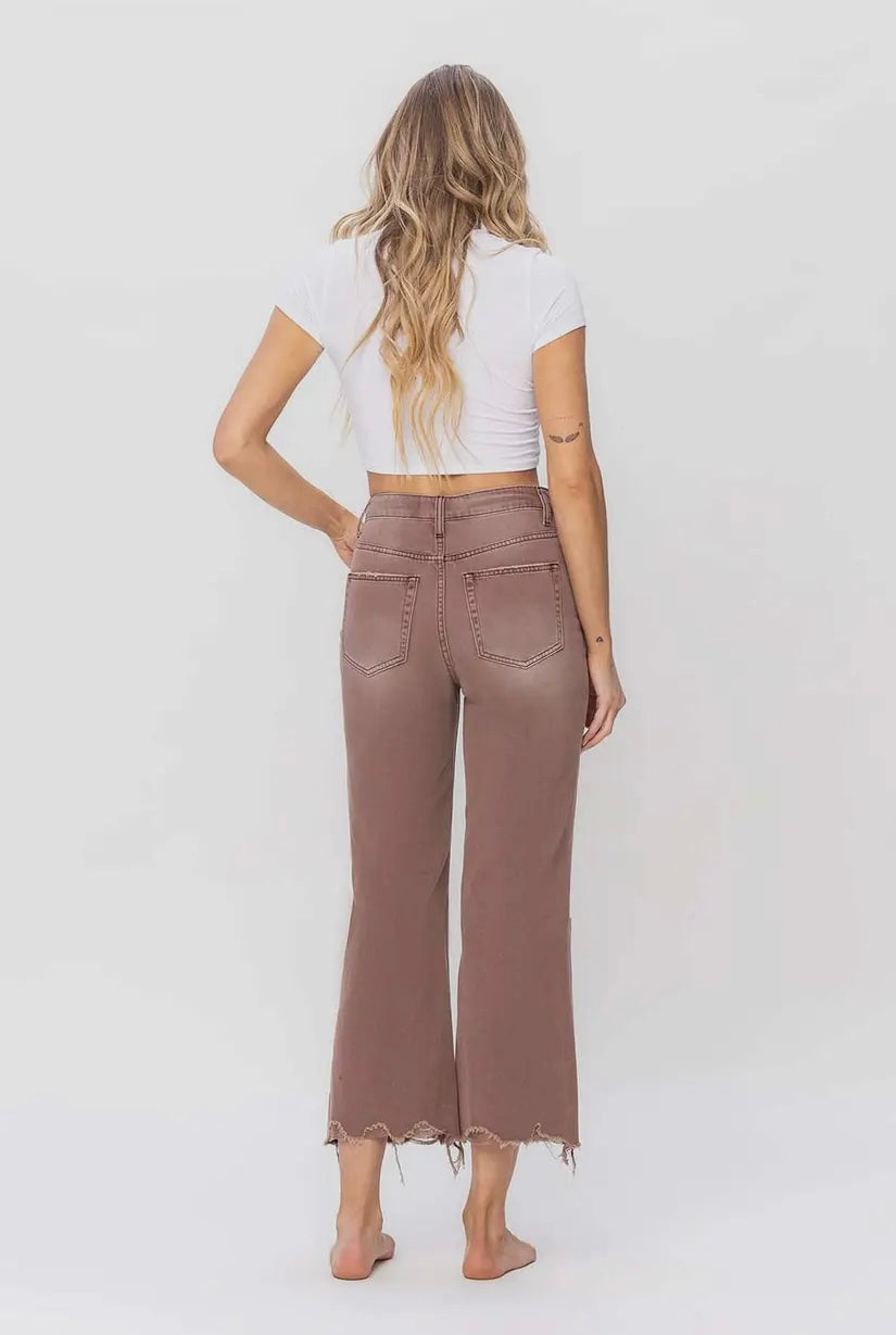 90's Vintage Crop Flare Jeans - Aztec