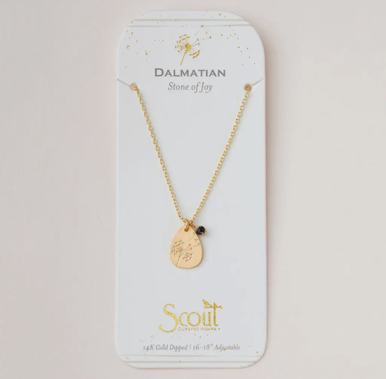 Stone Intention Charm Necklace -
Dalmatian/Gold