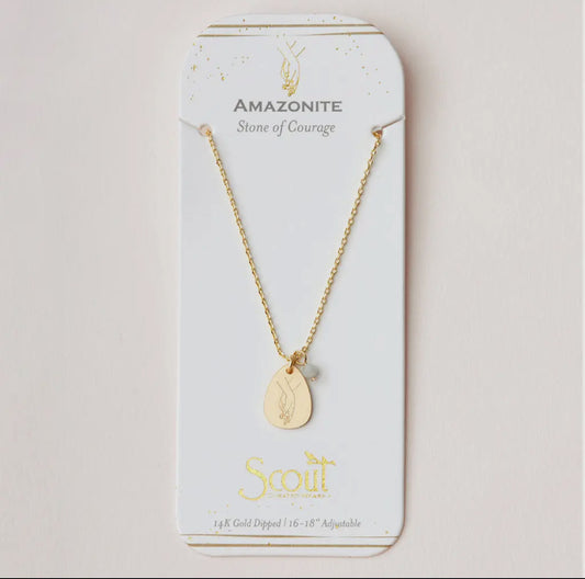 Stone Intention Charm Necklace -
Amazonite/Gold