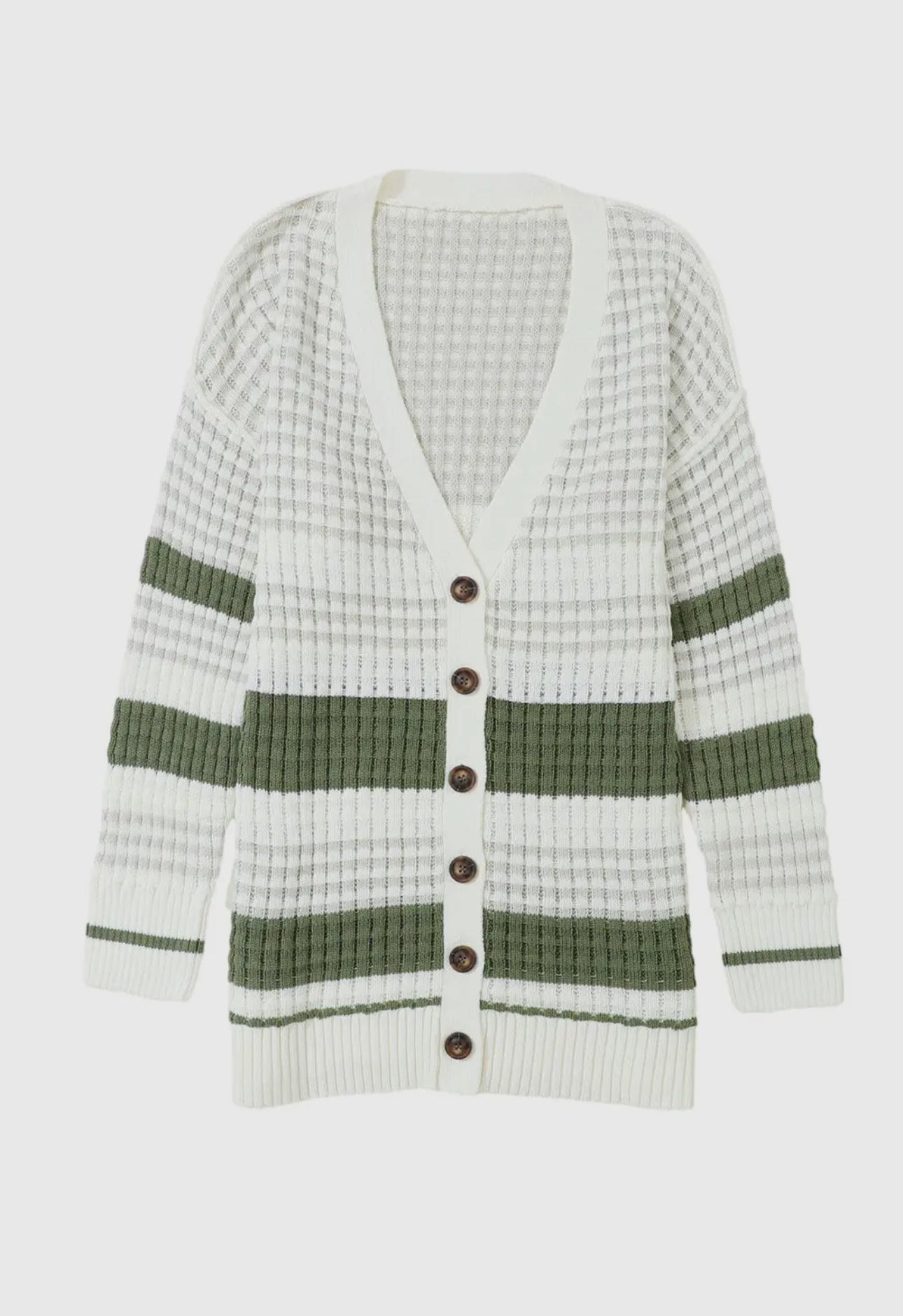 Colorblock Knit Buttoned Cardigan