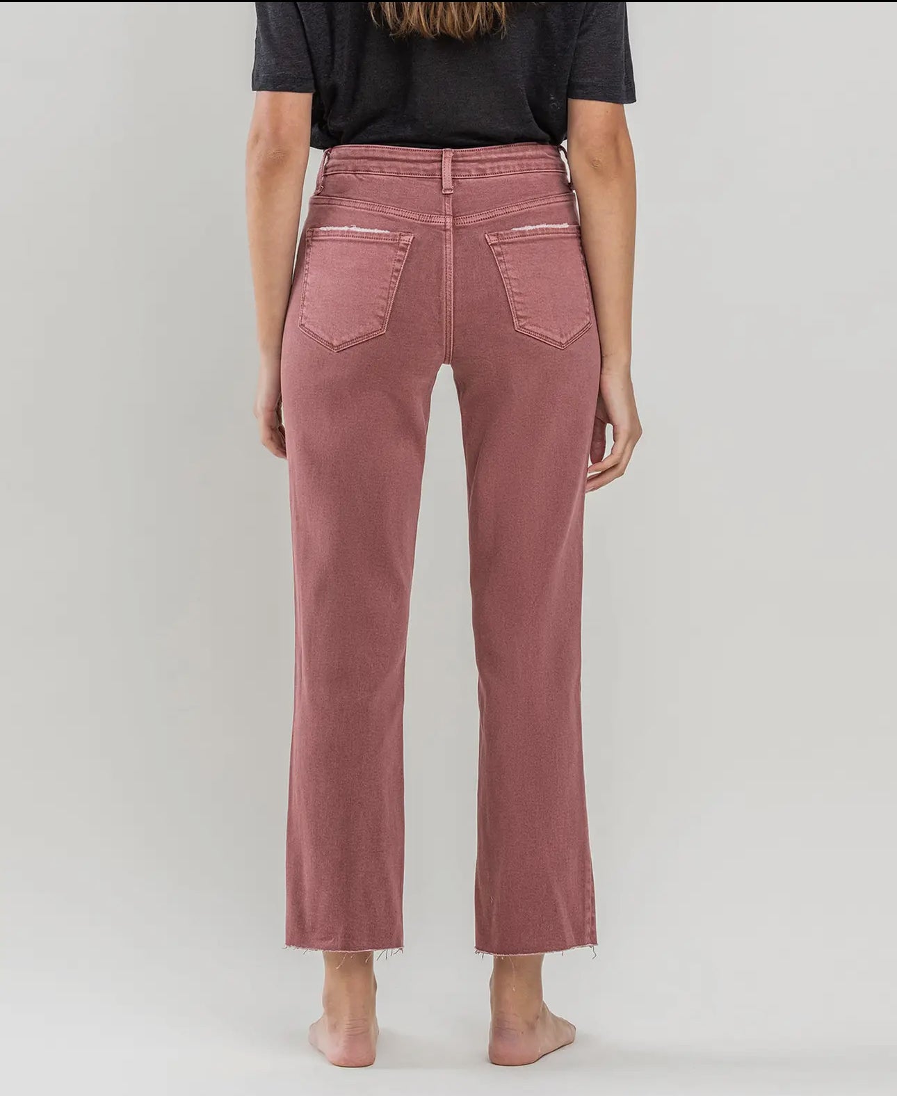 Lovervet by Vervet Tummy Control High Rise Straight Jeans - Wine