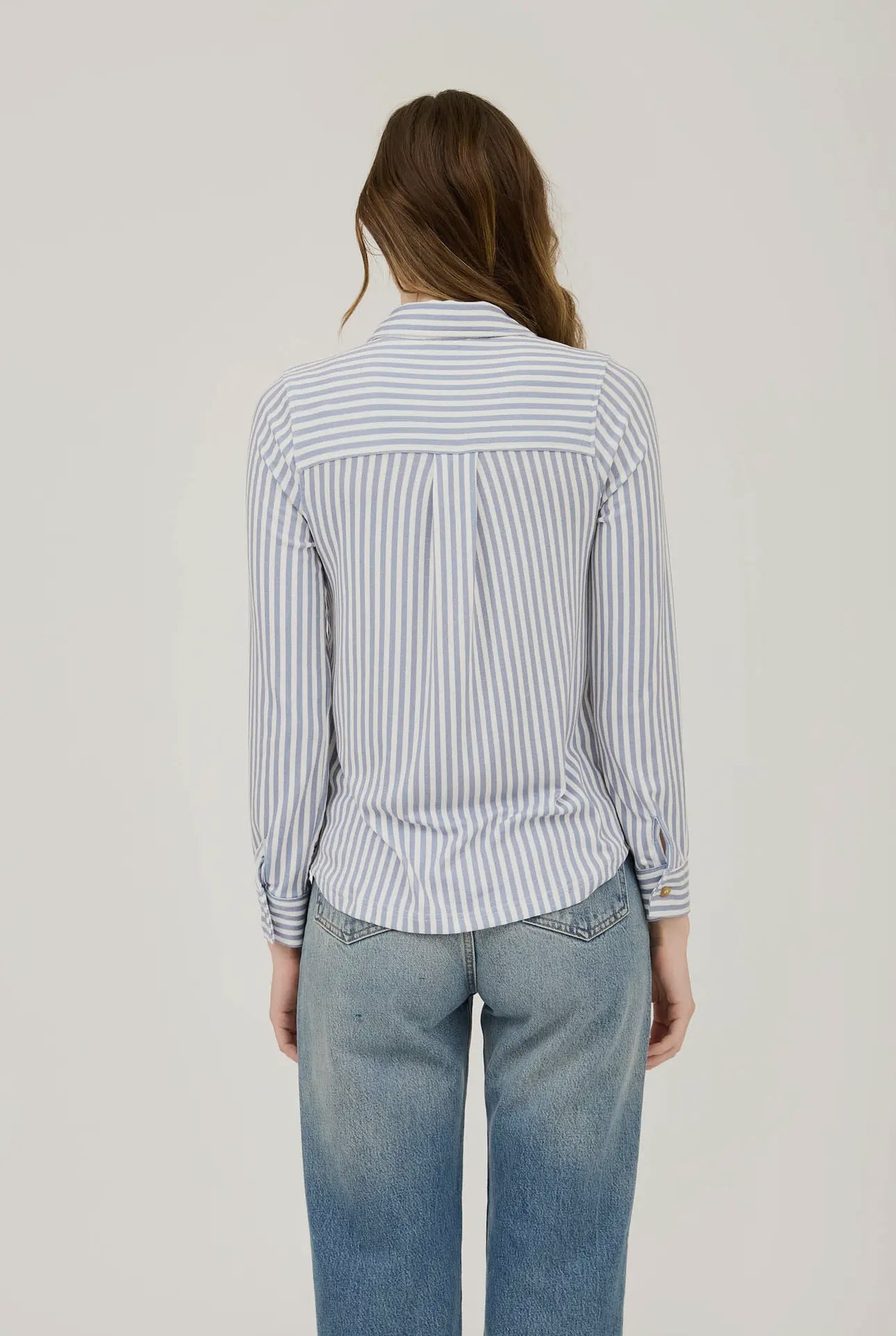 Dusty Blue Striped Button Down