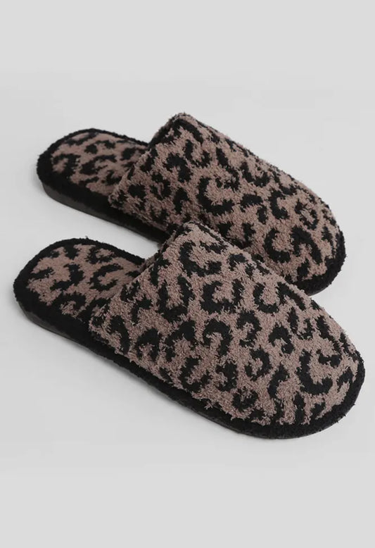 Leopard Print Slippers - Coffee