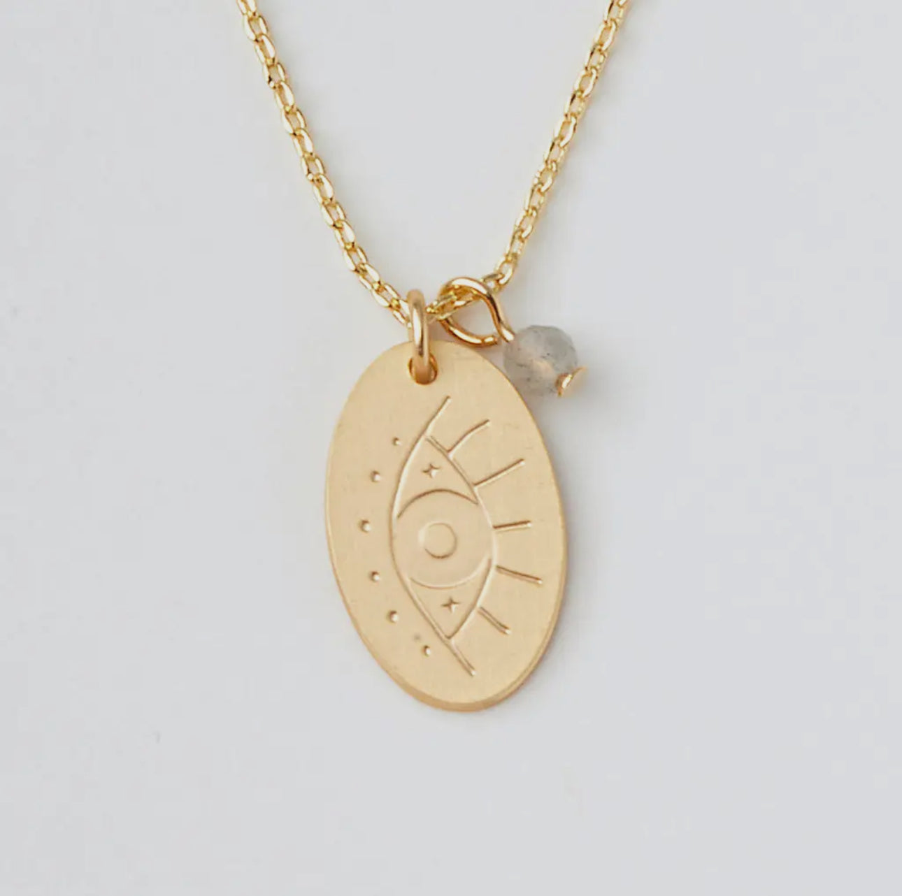 Stone Intention Charm Necklace -
Labradorite/Gold