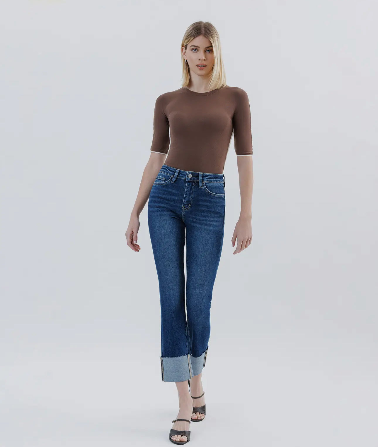 Lovervet by Vervet Tummy Control High Rise Cuffed Slim Straight