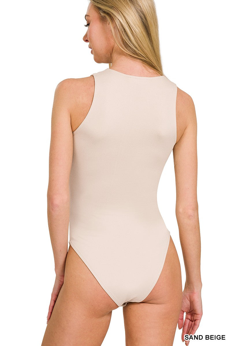 Boat Neck Body Suit - Sand Beige