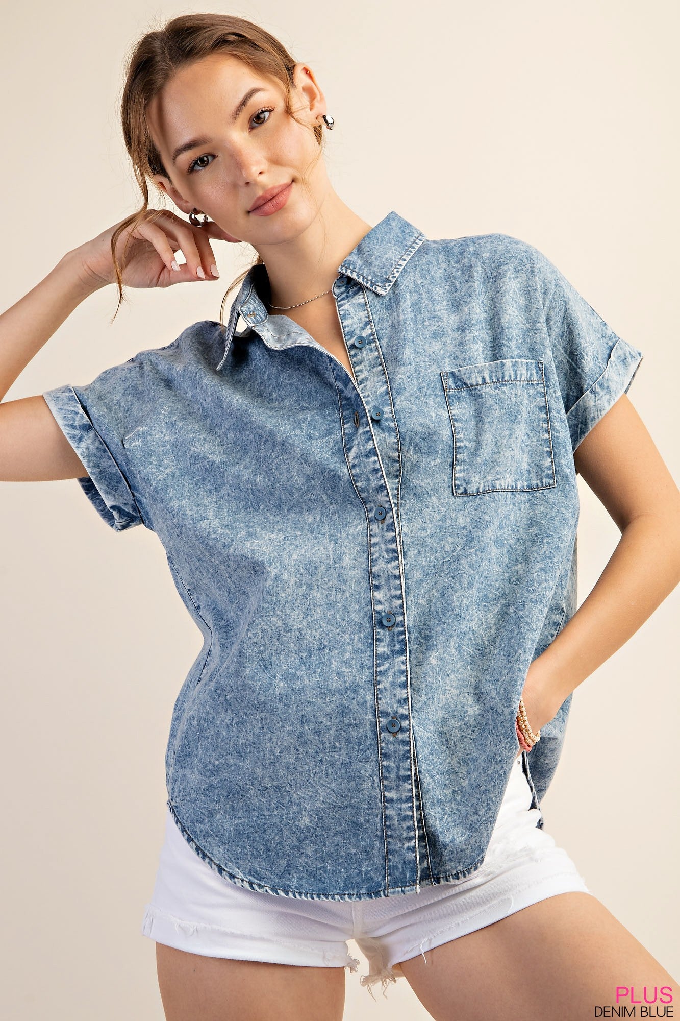 Denim Tencel Fabric Button Down