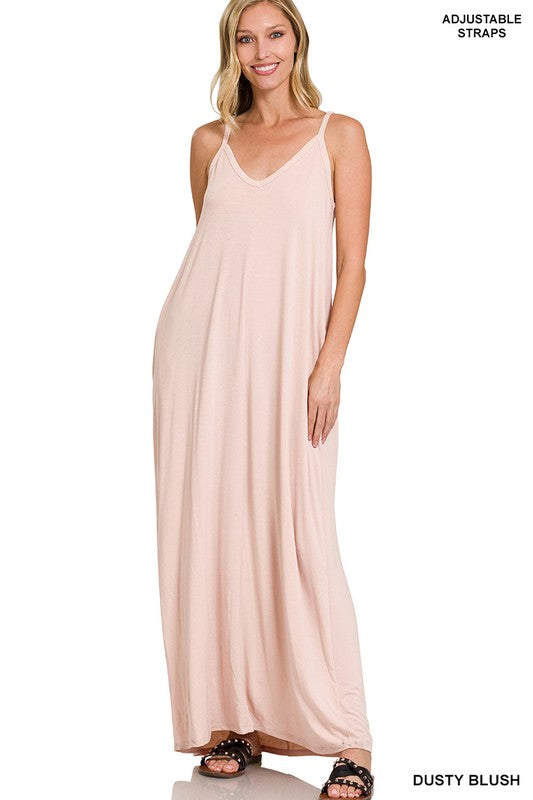 V-Neck Maxi Dress with Pockets