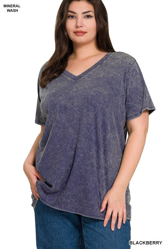 BlackBerry Mineral Washed V-neck