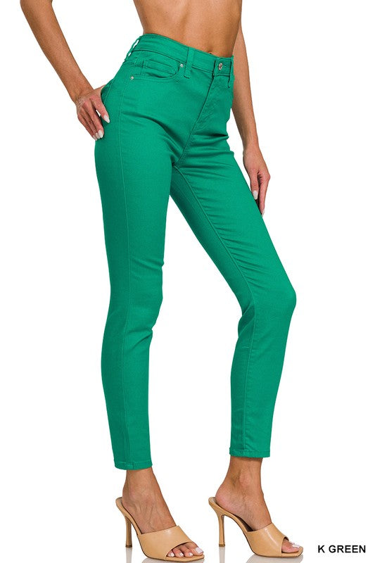 High Rise Kelly Green Skinny Pants