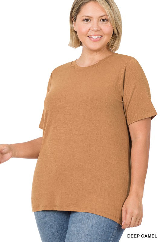 Plus Deep Camel Round Neck Tee