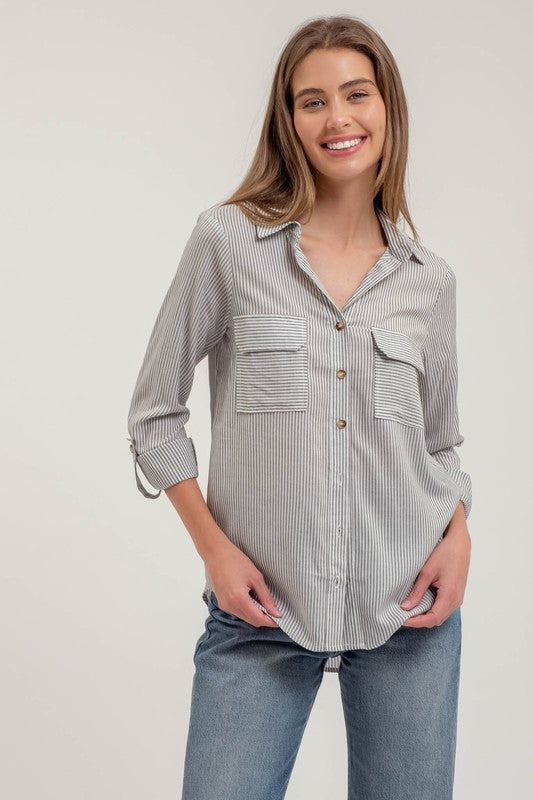 Striped Collared Button Down