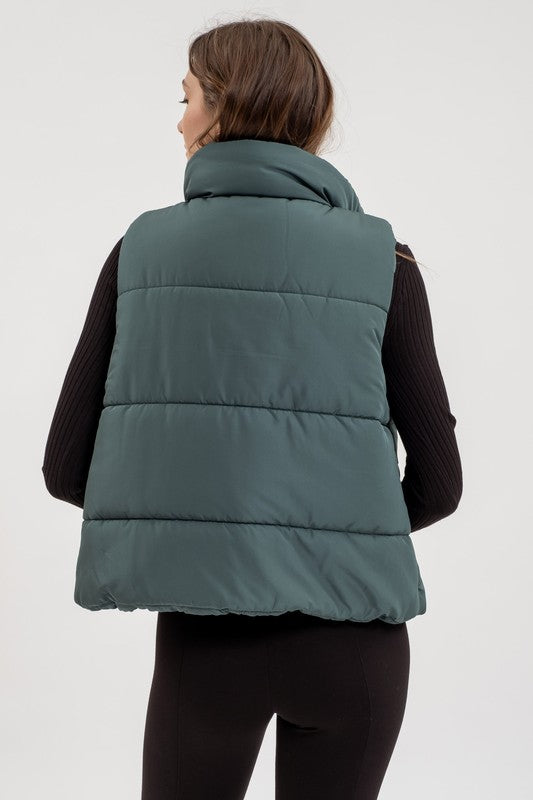 Solid Zip Up Puffer Vest