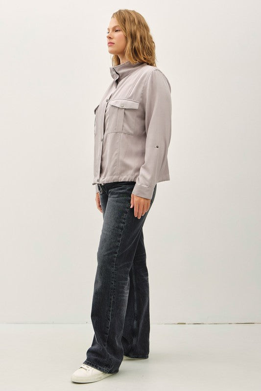 Warm Grey Cropped Utility Jacket